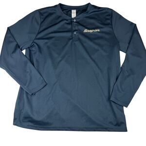 Snap-on Long Sleeve Henley Shirt XL Navy Blue